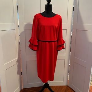 Ruffled sleeve RED dress